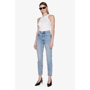 Anine Bing Sonya Jeans Mid Indigo Acid Wash Blue